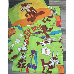 Vintage Burlington House Road Runner Twin Flat/Fitted Bed Sheet & Pillowcase